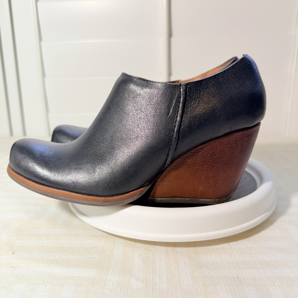 Kork Ease Ankle Zip Booties Women's 6.5 M Holmes Wedge Leather Black Brown Boots